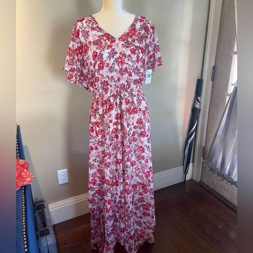 MSK Plus Size Floral-Print
Short-Sleeve Maxi Dress in 1X - Picture 4 of 11